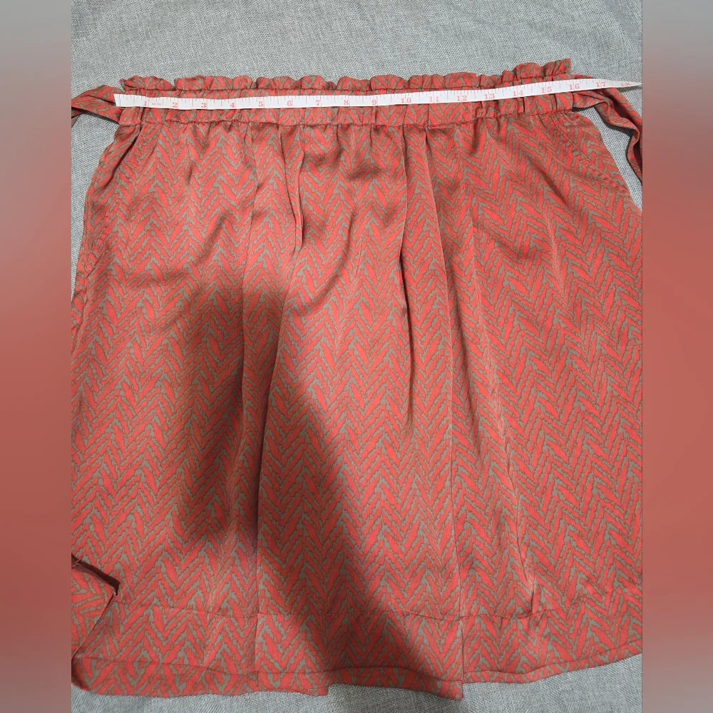 Banana Republic ​Rust Orange Chevron Tie Waist Skirt Gray Zig Zag Size 12 - Picture 6 of 11